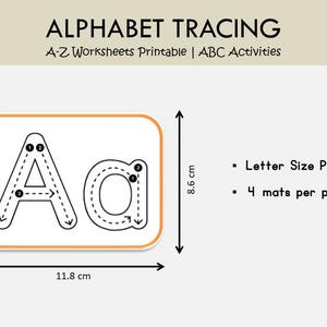 Alphabet Tracing Cards Printable, Uppercase Lowercase Letter Tracing, ABC Flashcards, Preschool Handwriting Practice, Kindergarten ABC Cards image 2