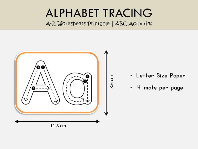 Alphabet Tracing Cards Printable, Uppercase Lowercase Letter Tracing, ABC Flashcards, Preschool Handwriting Practice, Kindergarten ABC Cards image 2