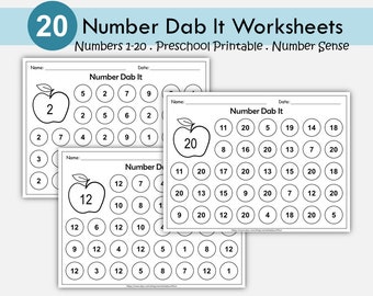 Number Dab It Worksheets 1-20 | Dot Marker Printables for Preschool and Kindergarten | Digital Download