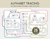 Alphabet Tracing Cards Printable, Uppercase Lowercase Letter Tracing, ABC Flashcards, Preschool Handwriting Practice, Kindergarten ABC Cards