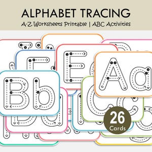 Cartões de Alfabeto para Traçar para Imprimir, Traçado de Letras Maiúsculas e Minúsculas, Cartões de Aprendizagem do Alfabeto, Prática de Caligrafia para Pré-Escolares, Cartões do Alfabeto para o Jardim de Infância