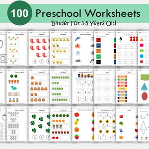 Programme d'études préscolaire imprimable pour l'école à la maison, enseignement des lettres, des chiffres, des couleurs, des formes, des feuilles de travail pour la maternelle, des ressources Montessori