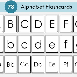 Cartes alphabet imprimables pour enfants d'âge préscolaire, lettres majuscules et minuscules lettres noir et blanc, cartes flash, enfants, tout-petits, Montessori