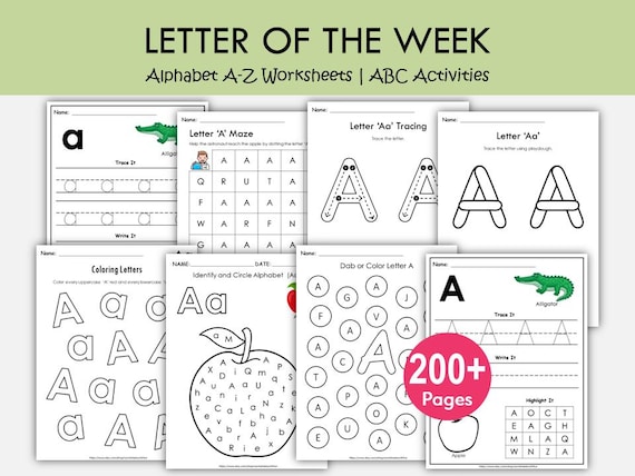 Letter of the Week Worksheets Printable, Alphabet Busy Book, Learning Binder, Preschool Curriculum, Toddler Tracing Activities, Kindergarten