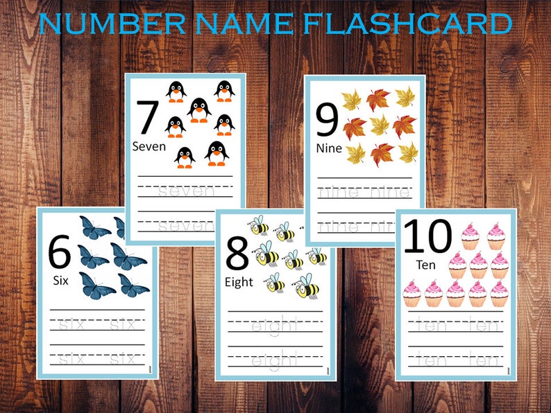 number names 1 10 flashcards number words printable for kids etsy