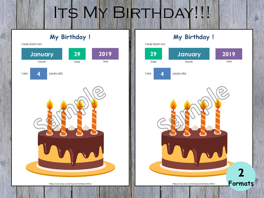 My Birthday Worksheet PDF I Know My Age and Birthday Toddler Etsy