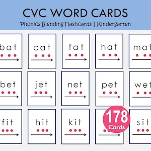 CVC Flashcards Printable for Phonics | CVC Words Blending Cards | Early Reading Practice