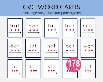 CVC Flashcards Printable for Phonics | CVC Words Blending Cards | Early Reading Practice