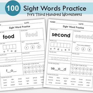 Sichtwörter Arbeitsblätter, Fry Dritte Hundred Sichtwort Praxis zum Ausdrucken, Lese lernen, Kindergarten Phonics, Rechtschreibarbeitsbuch, Klasse 1
