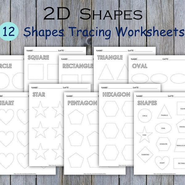 Preschool Shapes Tracing, Basic 2D Shapes, Shape Tracing Worksheets, Learning Shape Printable for Kids, Homeschool Resource, Kindergarten