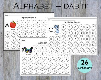 Do A Dot Printable, Alphabet Worksheets, Preschool Curriculum, Kindergarten, Kids Uppercase Letter Dab or Color Activity, Letter Recognition