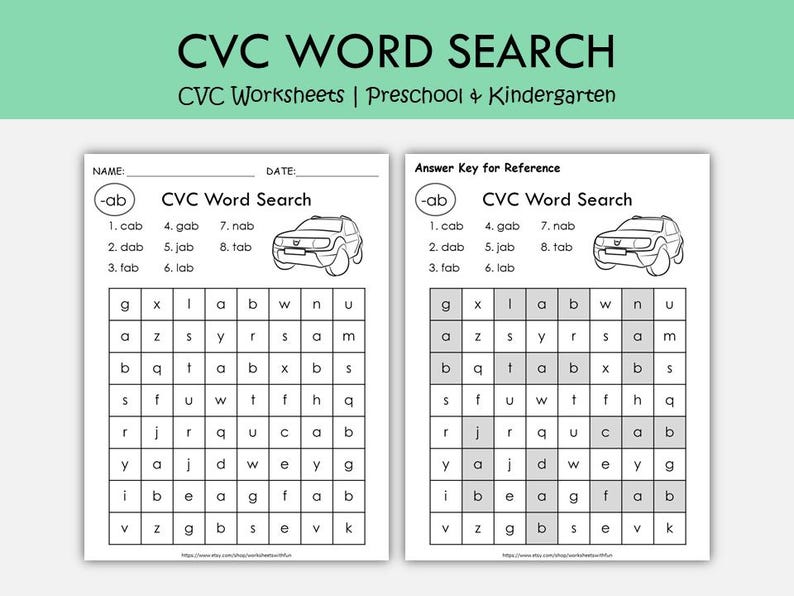CVC Wortsuchlauf Arbeitsblätter | Phonics Printables für Vorschule & Kindergarten | Kurze Vokal-Leseübung Bild 2
