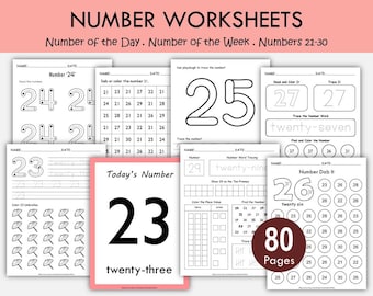 Numbers 21-30 Worksheets: Preschool Math Workbook (Digital Download)
