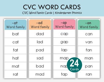 CVC Wortliste zum Ausdrucken, Wortliste mit Wortliste, CVC Wortliste, Englisch gehaltene Wortliste, PDF zum Ausdrucken