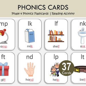 Phase 4 Phonics Flashcards Printable | Digraph Trigraph Cards | Reading PDF