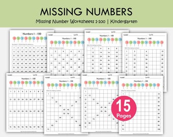 Missing Number Worksheets 1–100 | Number Sequencing Printable | Preschool & Kindergarten Math Activity