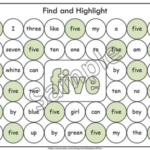 Sight Word Search Worksheets | Dab & Color Sight Word Practice | Preschool Kindergarten Reading Printables image 6