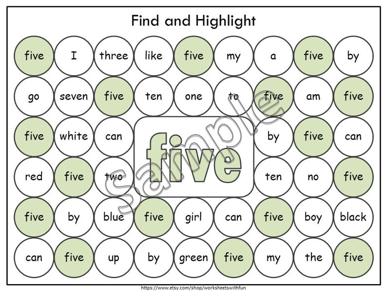 Sight Word Search Worksheets | Dab & Color Sight Word Practice | Preschool Kindergarten Reading Printables image 6