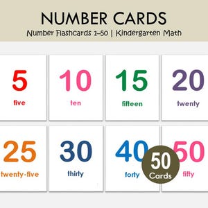 Number Flash Cards Printable 1–50 | Number & Number Names | Preschool