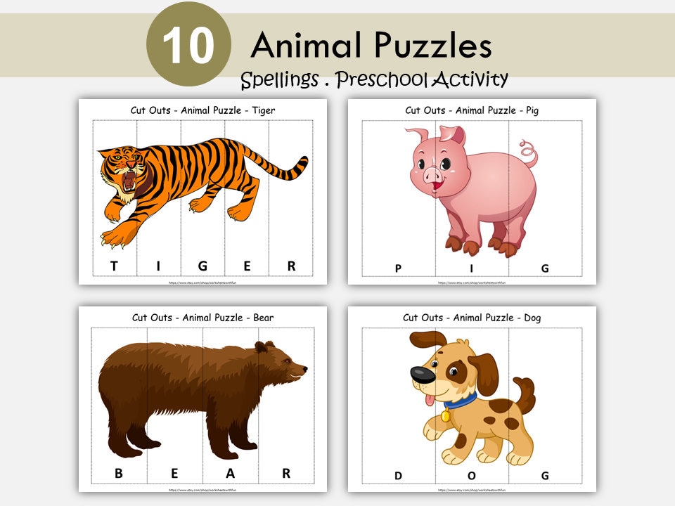 Printable Animal Name Puzzles for Preschoolers (10 Puzzles) (digital Download), Toddlers Activities, Learn to Read Animal Names, Homeschool - Etsy printable-animal-name-puzzles-for-preschoolers-10-puzzles-digital-download-toddlers-activities-learn-to-read-animal-names-homeschool-etsy