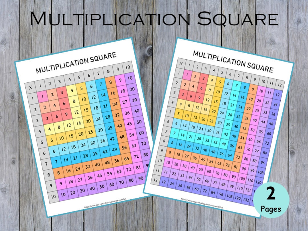 Multiplication Square Multiplication Table Printable Times - Etsy