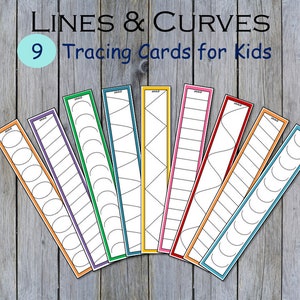 Tracing Cards Printable For Toddlers, Lines and Curves Tracing, Busy Binder, Tracing Lines, Preschool and Kindergarten Activity