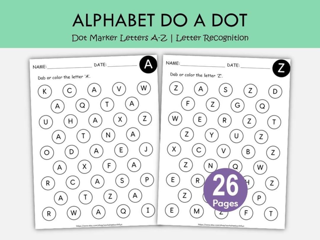 Alphabet Do A Dot Worksheets, Dot Marker Letters A-Z, Preschool Fine ...