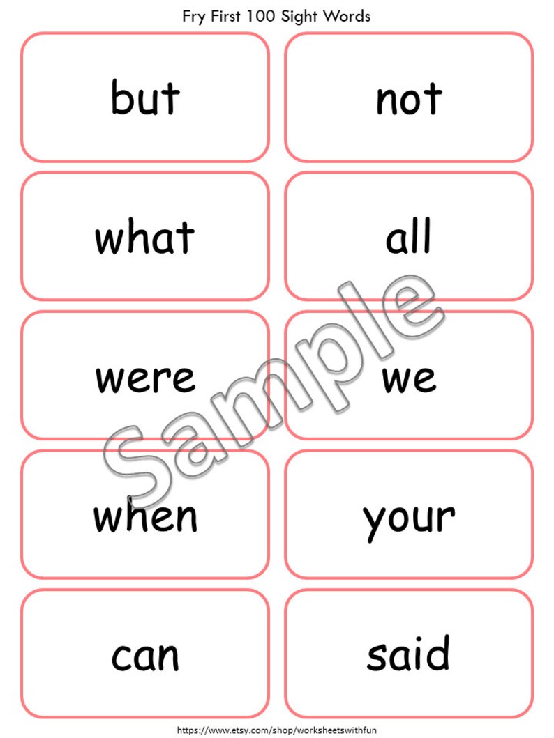Fry First Hundred Sight Words Flashcards 100 High Frequency Etsy
