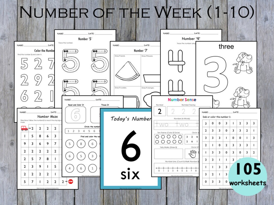 Number Of The Day Printable Number Of The Week Numbers 1 10 Etsy