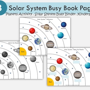 Solar System Busy Book Page, Planets Matching Worksheet for Toddlers, Space Learning Printable, Homeschool, Educational Resource