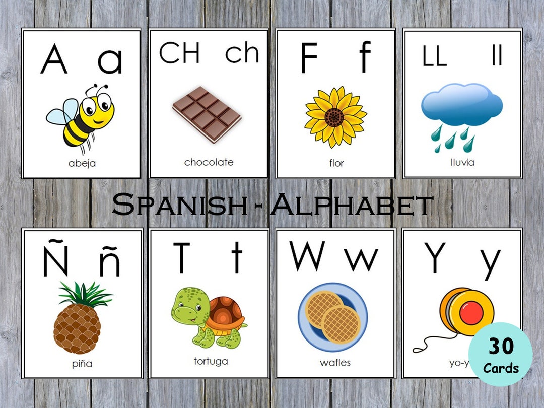 Spanish Alphabet Flashcards Printable, Spanish Alphabet Picture Flash