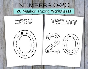 Number Tracing Worksheets Printable for Preschool, Handwriting Practice, Basic Numbers 0 to 20, Jumbo Numbers, Kindergarten Workbook