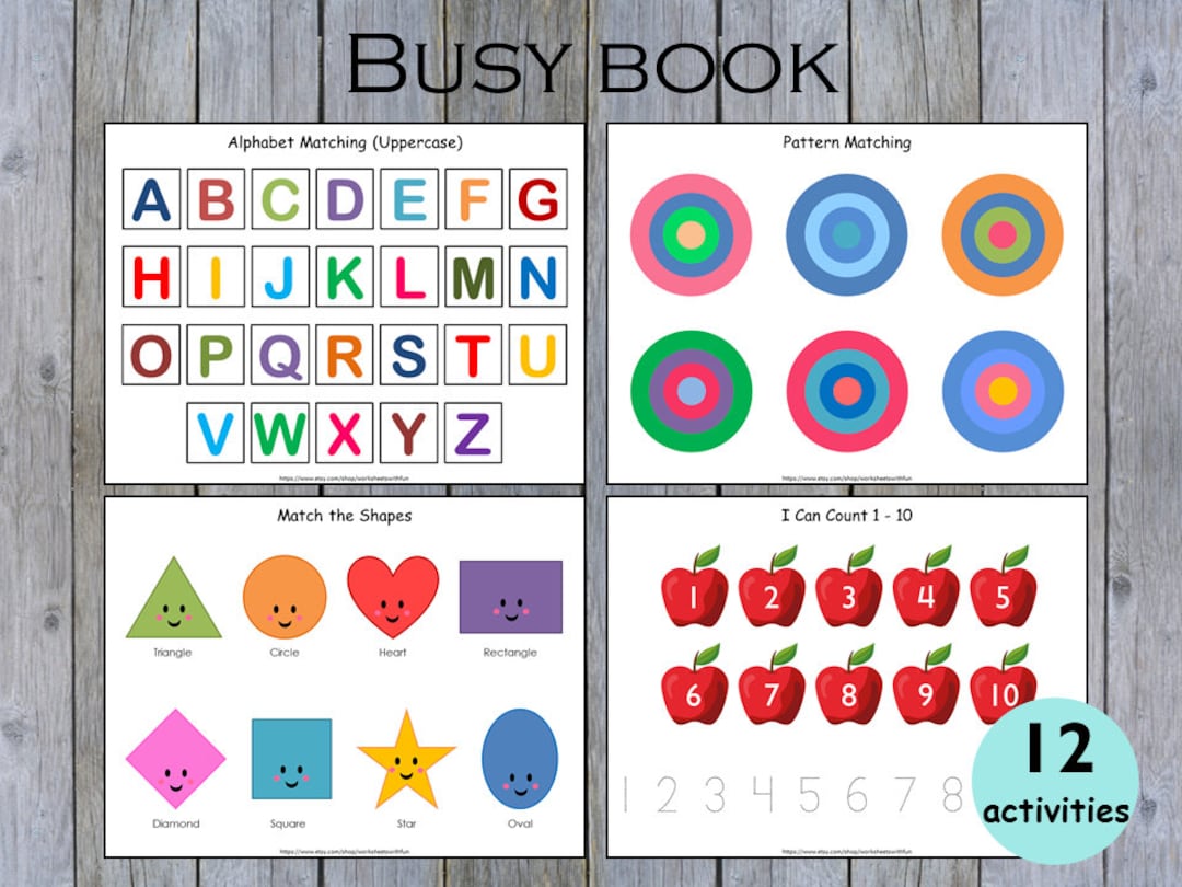 Preschool Busy Book Worksheets Printable Preschool Etsy Preschool Busy Book Worksheets Printable Preschool Etsy