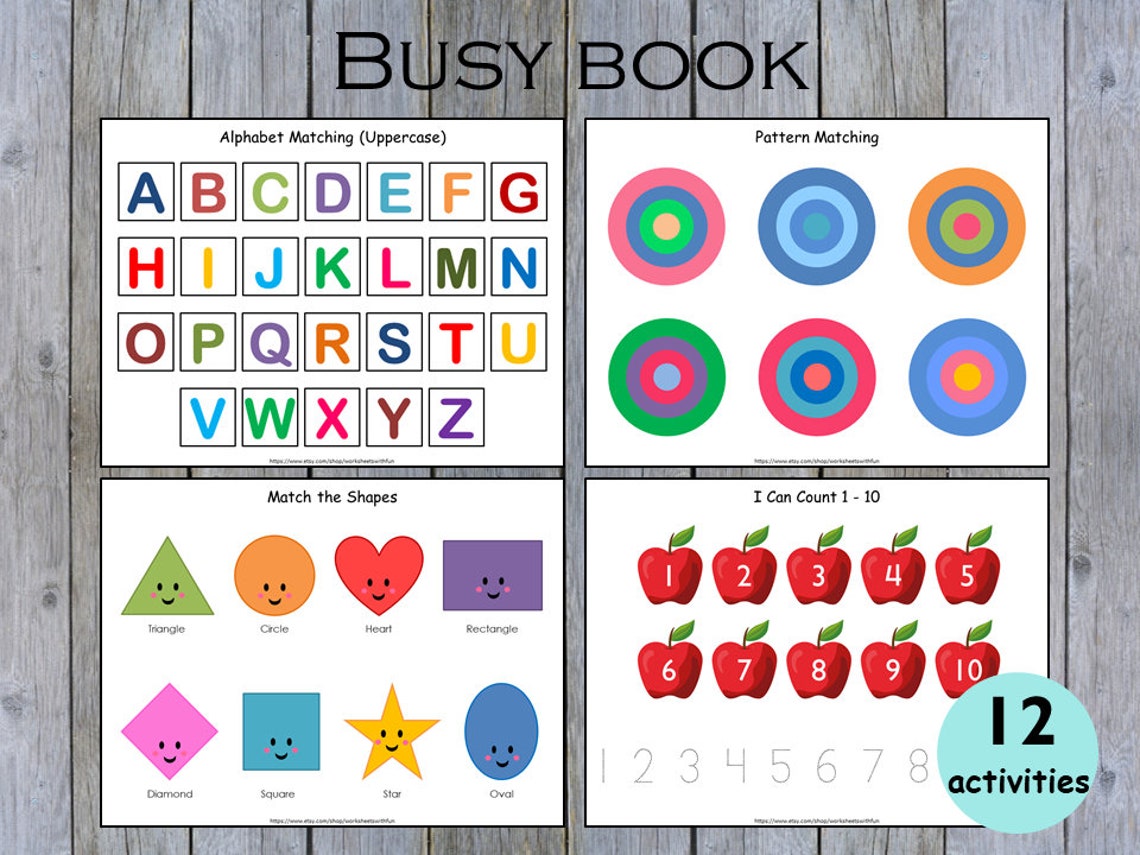 Preschool Busy Book Worksheets Printable Preschool Etsy Preschool Busy Book Worksheets Printable Preschool Etsy