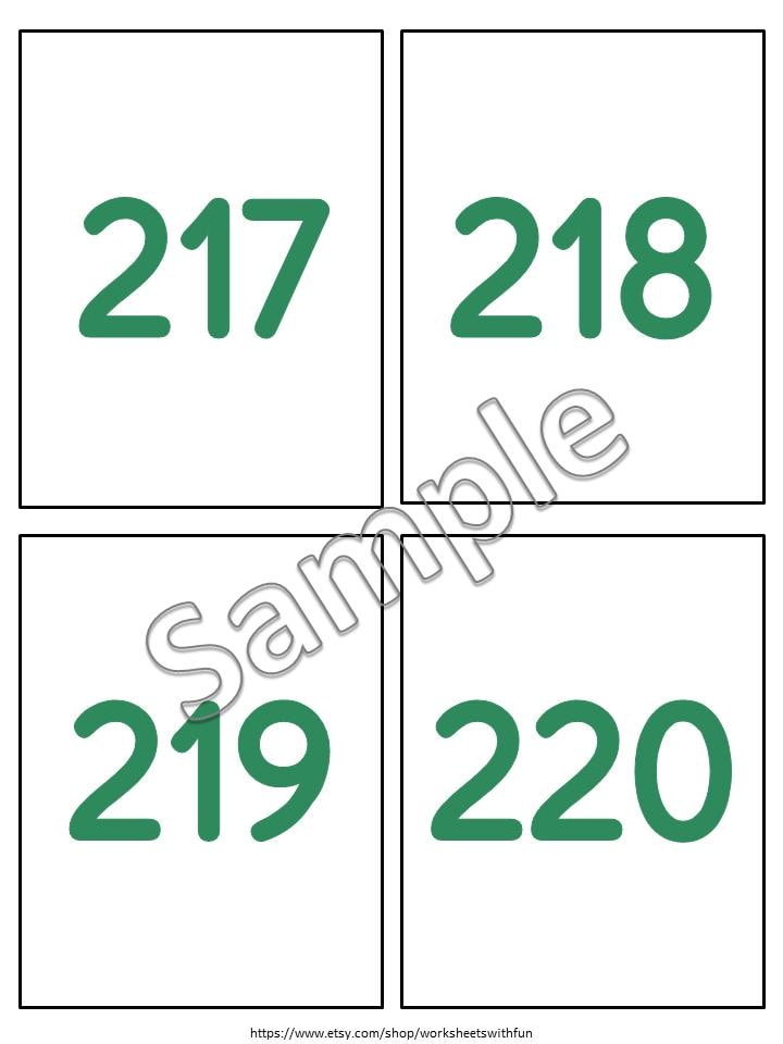 Number Flash Cards 201-300: Printable Learning for Toddlers