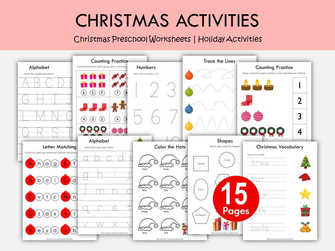 Christmas Preschool Worksheets Bundle, Holiday Activities for Kids, Pre ...