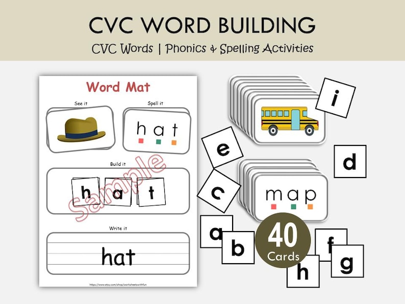 CVC Word Building Mats Printable | Phonics & Spelling Activities for ...
