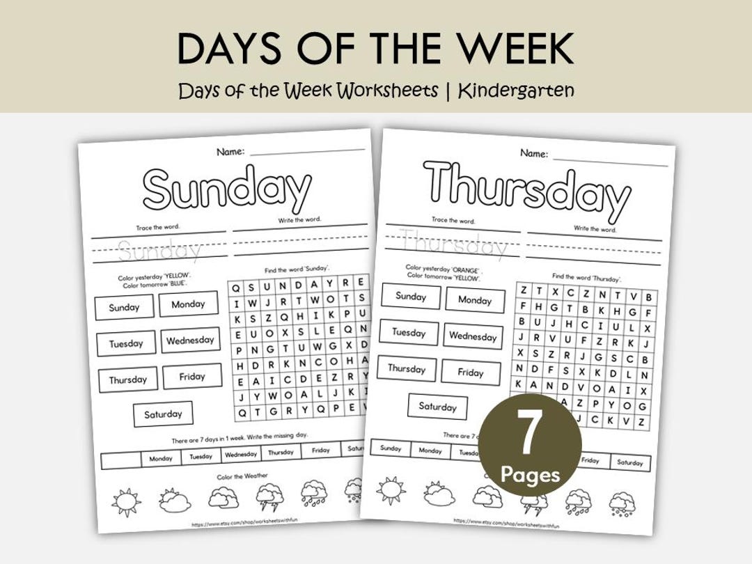 Days of the Week Worksheets for Kids | Printable Preschool ...