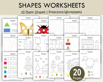 2D Shapes Worksheets: Tracing, Matching, Coloring (PDF Download)