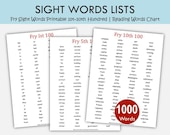 Fry Sight Words Printable 1st–10th Hundred | 1,000 Sight Words List | Reading & Literacy Worksheets for Kids