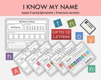 Personalized Name Practice Mat Printable, Custom Name Tracing Worksheet, Preschool Kindergarten Learn My Name Activity PDF