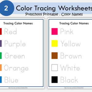 Color Word Tracing Worksheets Printable | Learn & Trace Color Names | Preschool and Kindergarten Activity | Homeschool Resource