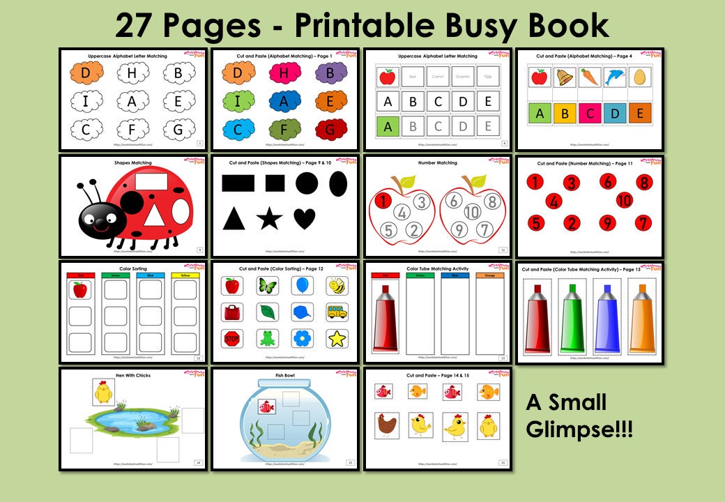 Preschool Busy Book Activity Sheets for Toddlers Printable | Etsy