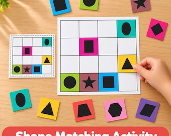 Formen-Zuordnungsspiel zum Ausdrucken, Mathe-Stationen für den Kindergarten, Montessori-Formenaktivität, Beschäftigungsordner für die Vorschule