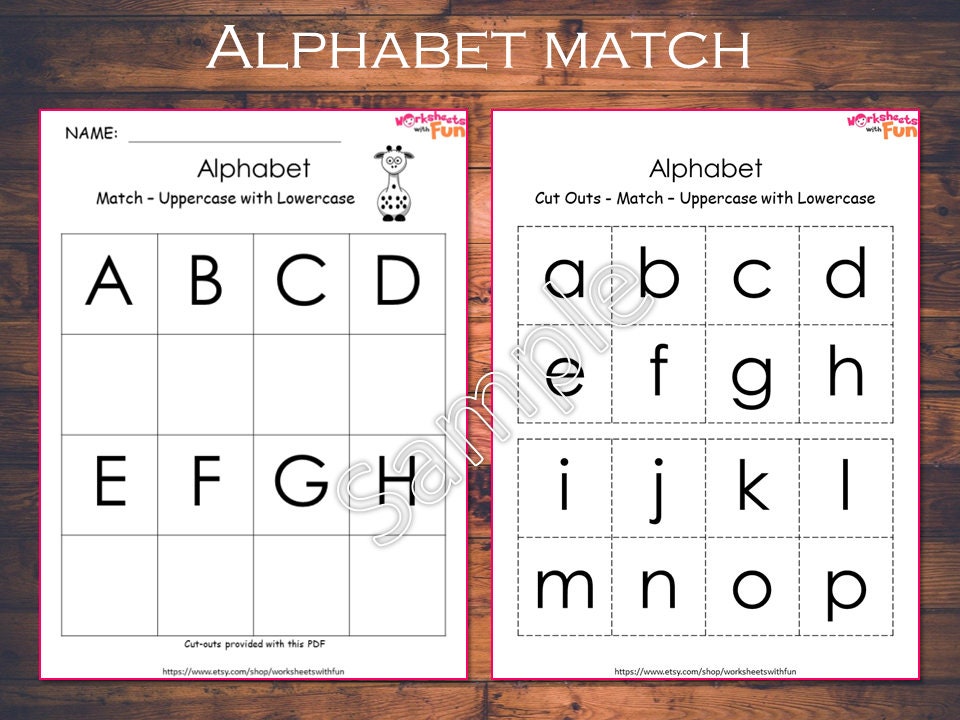 preschool alphabet matching printable kindergarten etsy