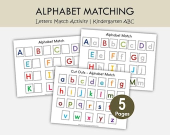 Utskrivbar alfabetsmatchningsaktivitet | Matchning med versaler och gemener | Arbetsblad med alfabetsigenkänning | Förskola Dagis PDF