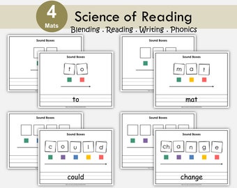4 Sound Boxes, Multi Sensory Orthographic Mapping for CVC, Magic e, 4 & 5 Phoneme Words, Science of Reading, CVC Mapping, Blends, Diagraphs
