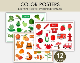 Preschool Color Posters Printable | Classroom Decor | Montessori Colors Cards | Learning Colors