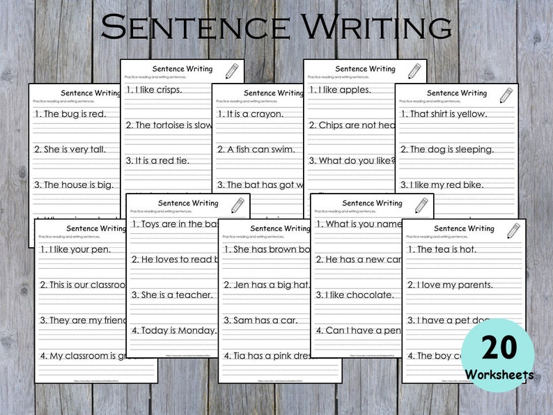 20 Printable Write the Sentence Worksheets Sentence Writing - Etsy