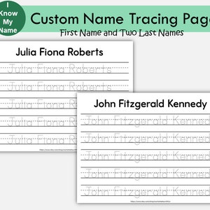 Custom Name Tracing Sheet Handwriting Practice Personalized Name Trace Handwriting Worksheet Printable Handwriting Page Kids Name Writing